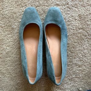 Madewell Square toe suede block heel